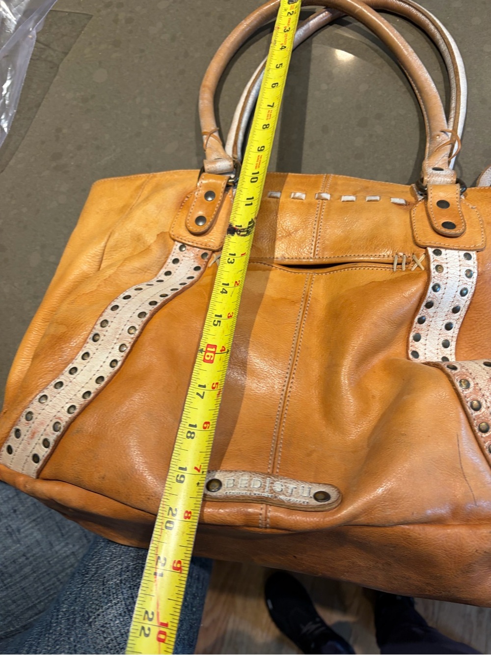 Bed Stu Tan Leather Tote with Studded Accents - Picture 15 of 16